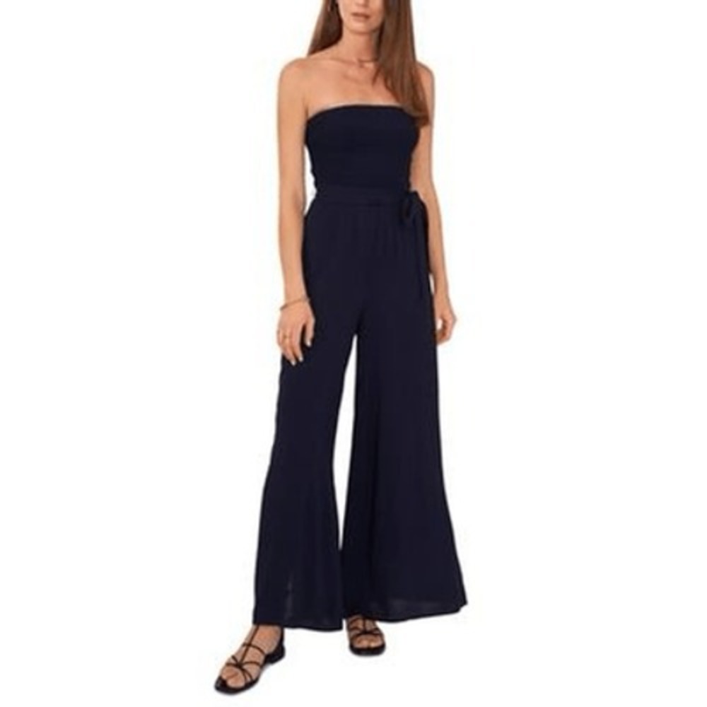 1 State Womens Smocked Strapless Jumpsuit Size S